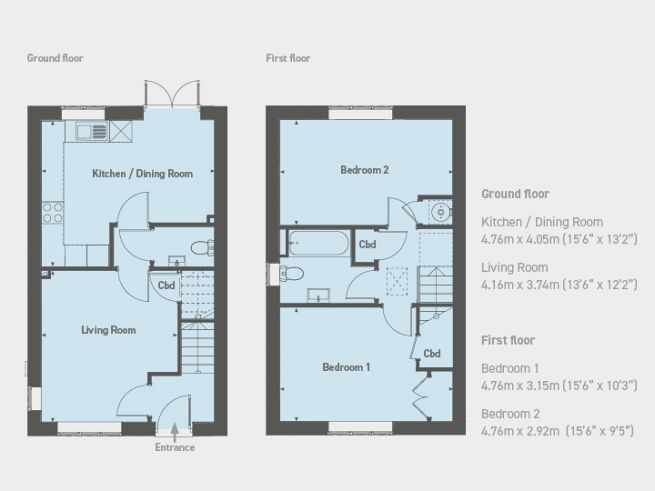 Floor plan, 2 bedroom house  - artist's impression subject to change